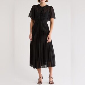 Mila Mae Pleated Chiffon Midi Dress SZ L
